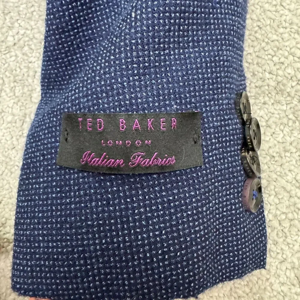 Ted Baker London Endurance Jay SPJ Wool Blazer Jacket Mens 38R Blue Double Vent